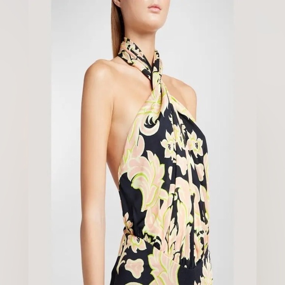 ETRO Crepe De Chine Maxi Halterneck Floral Paisley Dress Size IT44 US8 NWT - Picture 7 of 11